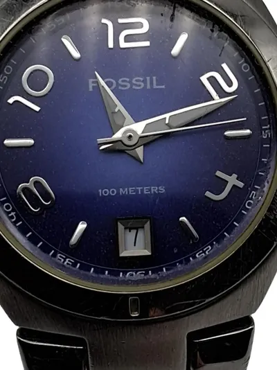 Fossil Damenuhr Edelstahl Blau Klassisch Alltag 20cm