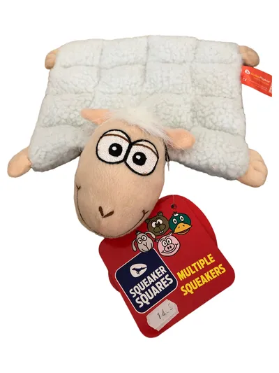 DOXTASY Schaf Kuscheltier Katzenspielzeug Beige Squeaker Squares Quietscher