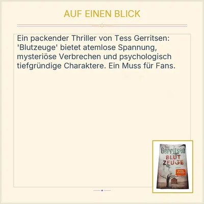 Blutzeuge Tess Gerritsen Thriller Taschenbuch Krimi Spannung