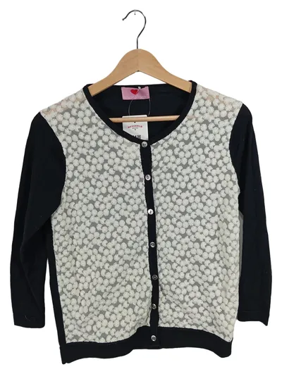 Herzensangelegenheit Damen Strickjacke 3/4 Arm Spitze Merino Wolle Gr. 38 M