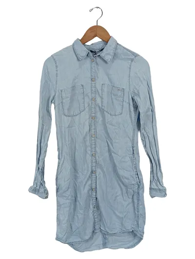 ONLY Jeanskleid Damen Gr. 34 XS Blau Casual Hemdblusenkleid Baumwolle