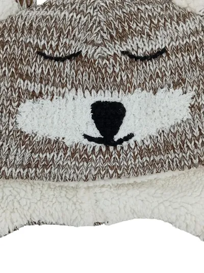 Maximo Kinder Bären Mütze Gr. 51/53 Braun Meliert Fleece gefüttert