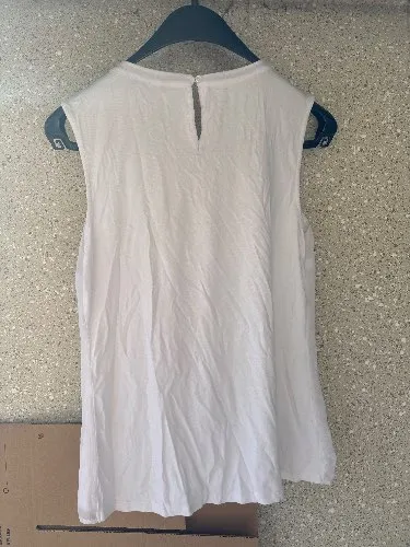 Orsay Damen Top ärmellos Viskose Schleife Weiß Gr. 38 M