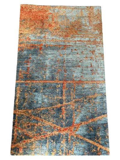 Kleen-Tex Wash+Dry Decor Teppich 117x69 cm Blau Orange Abstrakt Modern
