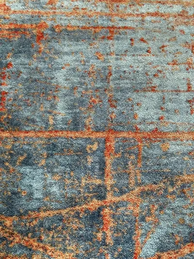 Kleen-Tex Wash+Dry Decor Teppich 117x69 cm Blau Orange Abstrakt Modern