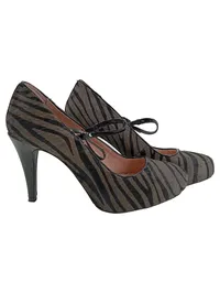 CafèNoir Damen Pumps Gr. 38 Mehrfarbig Zebra-Print Riemchen Elegant 1