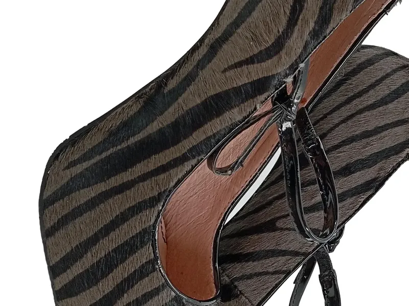 CafèNoir Damen Pumps Gr. 38 Mehrfarbig Zebra-Print Riemchen Elegant 2