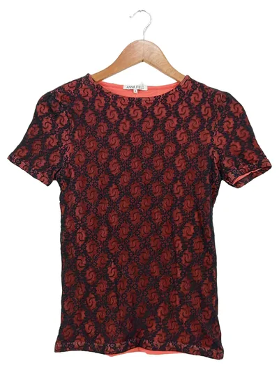 Anna Field Damen Bluse Spitze Mehrfarbig Gr. 36/S Kurzarm Feminin