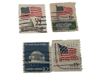 USA Briefmarken Set 4 Stück Flagge Capitol gestempelt Vintage