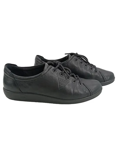 ECCO Damen Schnürschuhe Leder Schwarz Gr. 38 Bequeme Alltagsschuhe