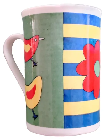 Dadoos Tasse Porzellan Vogel Motiv Gestreift Mehrfarbig 7 cm
