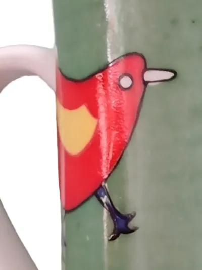 Dadoos Tasse Porzellan Vogel Motiv Gestreift Mehrfarbig 7 cm
