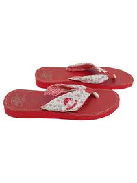 Adelheid Zehentrenner Damen Gr. 39 Rot Blumenmuster Sandalen Sommer 1