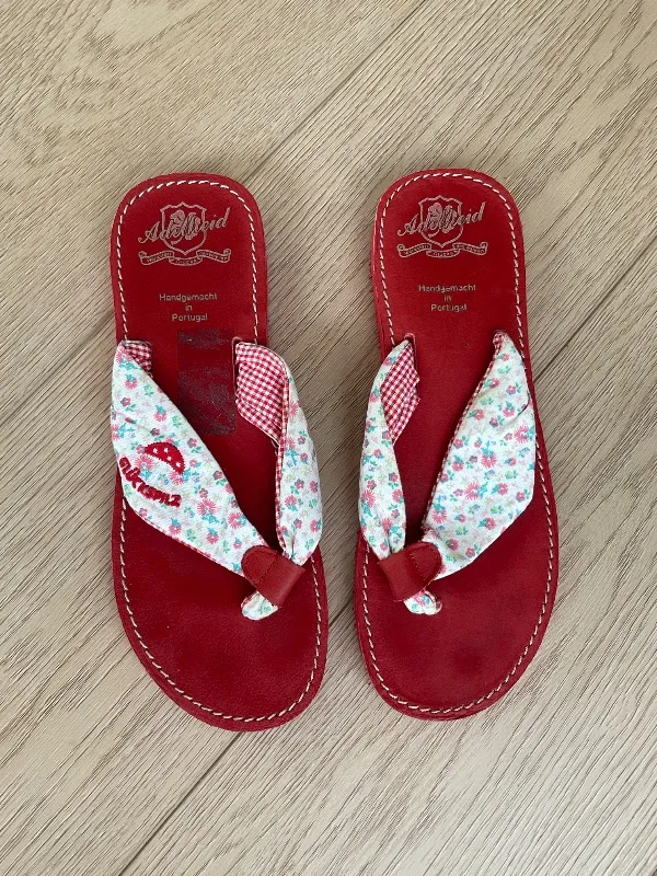 Adelheid Zehentrenner Damen Gr. 39 Rot Blumenmuster Sandalen Sommer 2