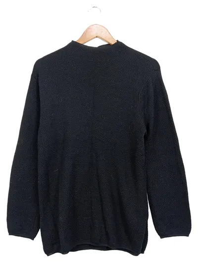 Mango Damen Strickpullover Gr. 36/S Schwarz Basic Viskose Langarm