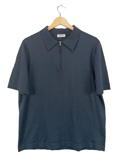 SANDRO Herren Poloshirt Blau mit Reißverschluss Gr. 52;XL