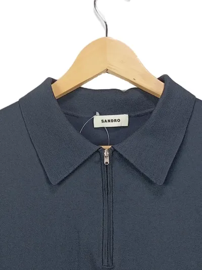 SANDRO Herren Poloshirt Blau mit Reißverschluss Gr. 52;XL