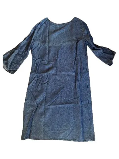 OPUS Damen Jeanskleid Lyocell Gr. 36/S Blau Volantärmel Casual