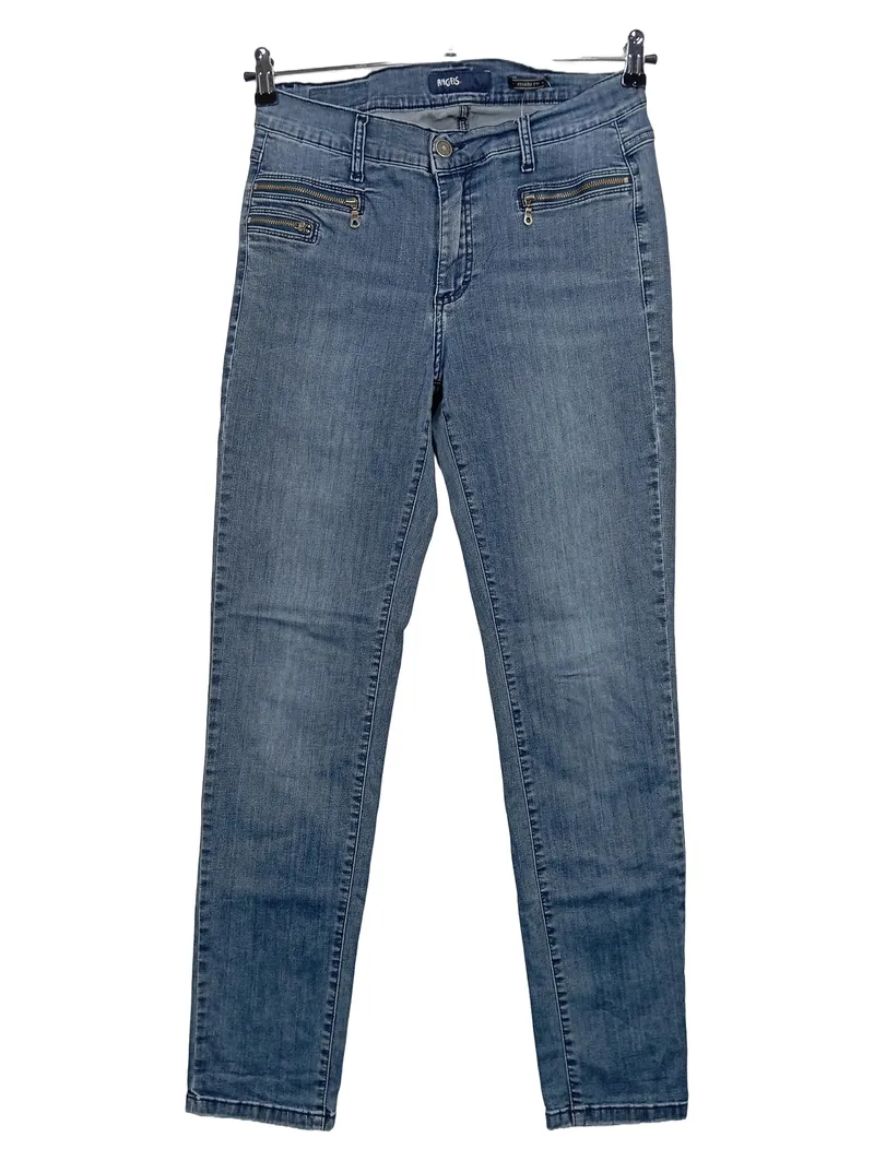 ANGELS Damen Jeans Skinny Fit Gr. 40 Blau Casual Reißverschluss-Details 1