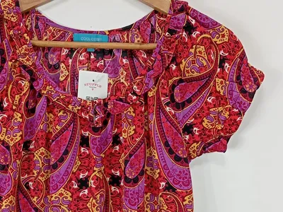 COOLCODE Damen Bluse 36;S Paisley Muster Mehrfarbig Kurzarm