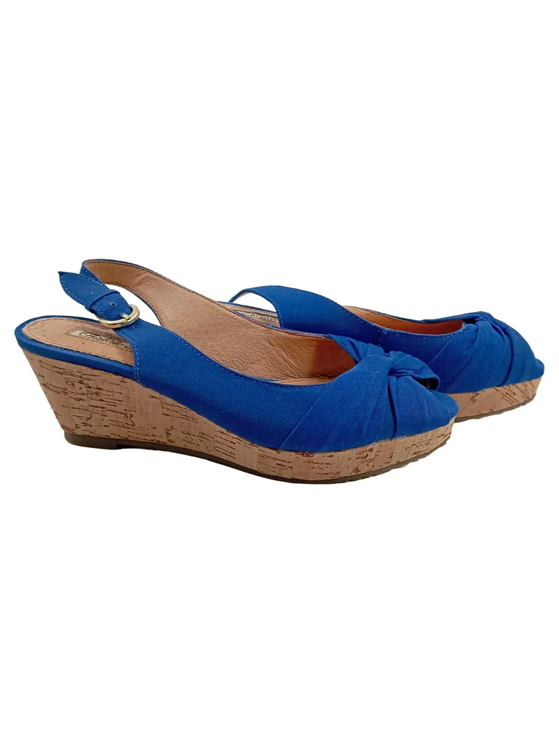 Buffalo Girl Keilabsatz Sandaletten Damen Blau Kork Gr. 36 Slingback 1