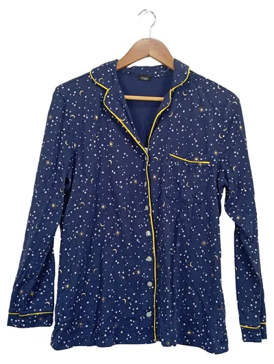 Vivance Dreams Damen Pyjama Oberteil Sterne Mond Blau Gr. 42/XL Casual