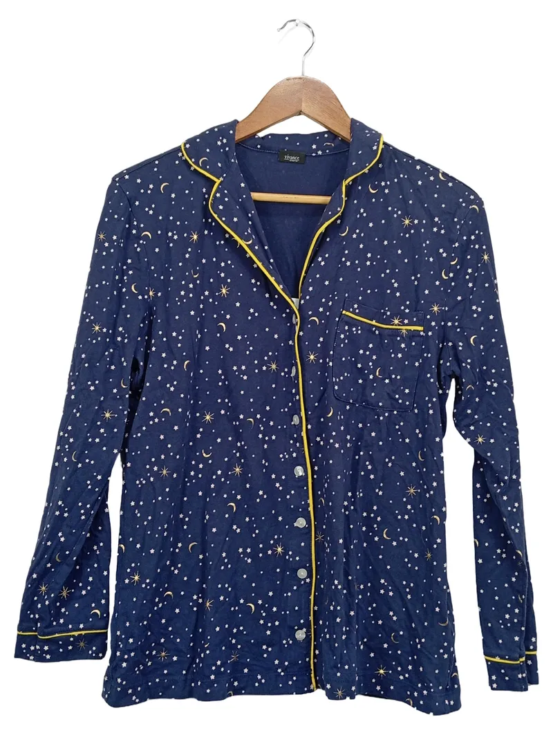 Vivance Dreams Damen Pyjama Oberteil Sterne Mond Blau Gr. 42/XL Casual 1
