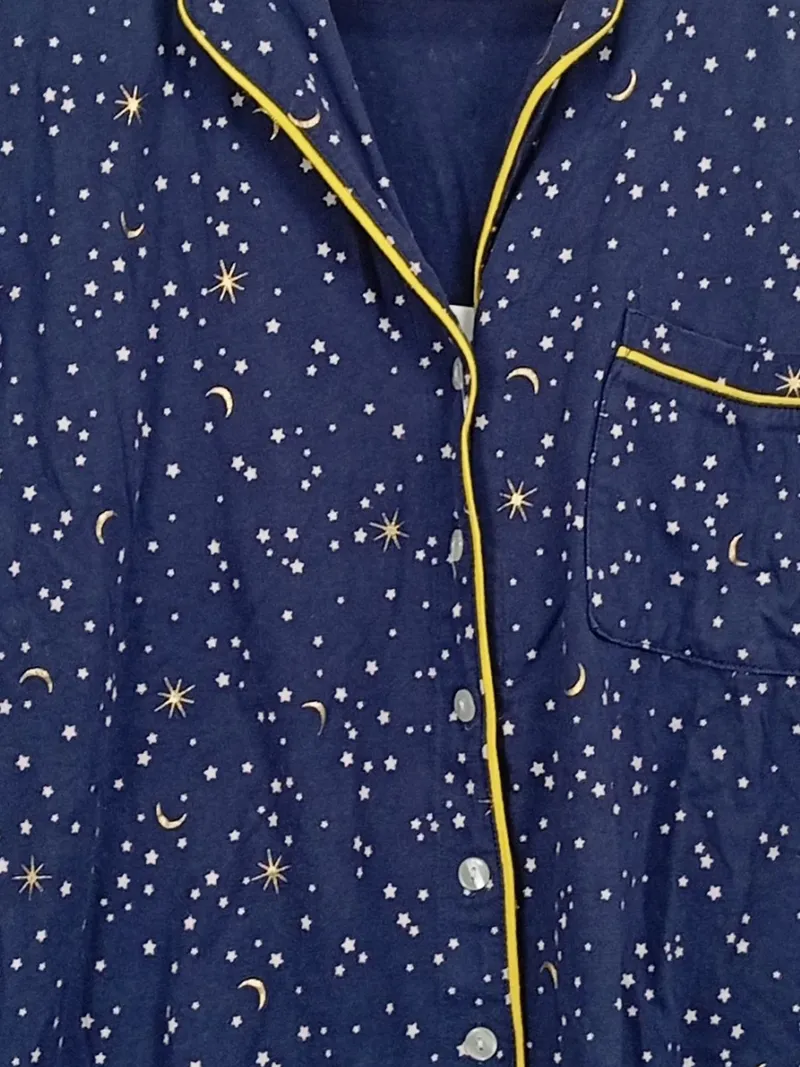 Vivance Dreams Damen Pyjama Oberteil Sterne Mond Blau Gr. 42/XL Casual 2