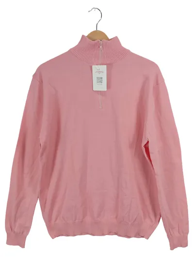 Werner Mode Berlin Pullover Herren Rosa Baumwolle Gr. 42 XL Stehkragen