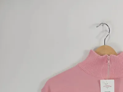 Werner Mode Berlin Pullover Herren Rosa Baumwolle Gr. 42 XL Stehkragen