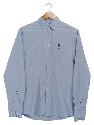 U.S. Polo Assn. Hemd Herren Slim Fit Business Blau Gestreift Gr. 44;XS