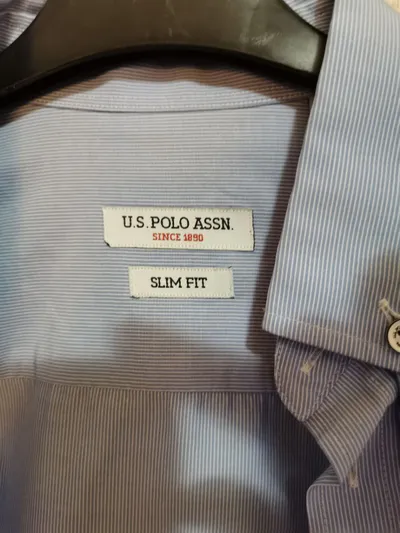 U.S. Polo Assn. Hemd Herren Slim Fit Business Blau Gestreift Gr. 44;XS