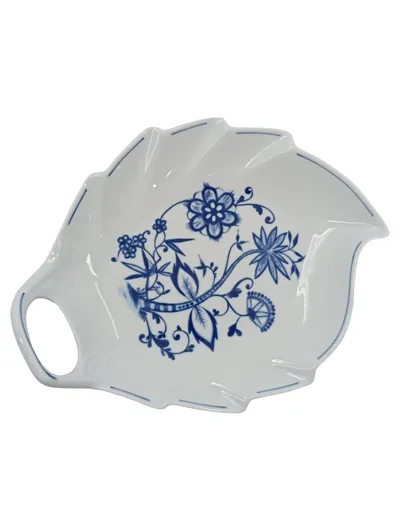 Triptis Porzellan Schale Zwiebelmuster Blattform Weiß Blau 20cm