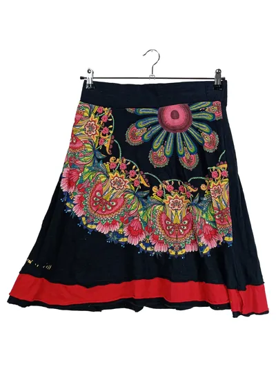 Desigual Damen A-Linienrock XL 42 Mehrfarbig Blumenmuster Farbenfroh
