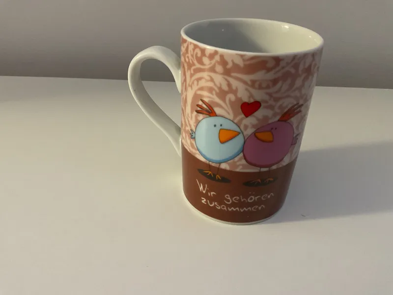 Domestic Tasse Porzellan Mehrfarbig Spruch Wir gehören zusammen Vögel Herz 4