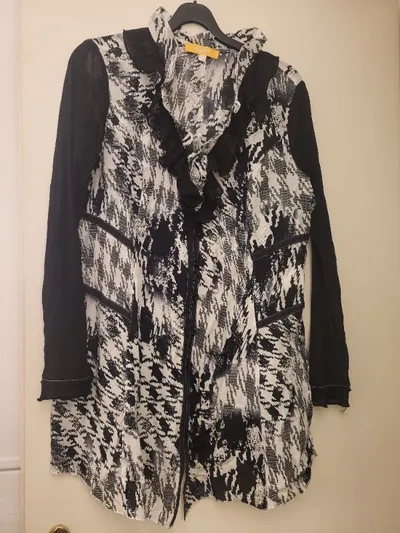 BiBA Damen Hemdbluse Gr. 38 M Mehrfarbig Grafisch Rüschen