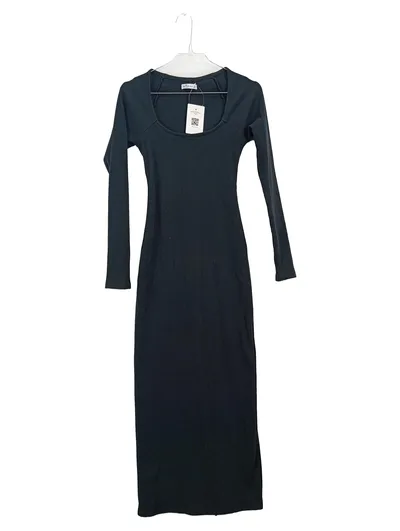 Hollister Damen Strickkleid Maxikleid Langarm Schwarz Gr. 34/XS