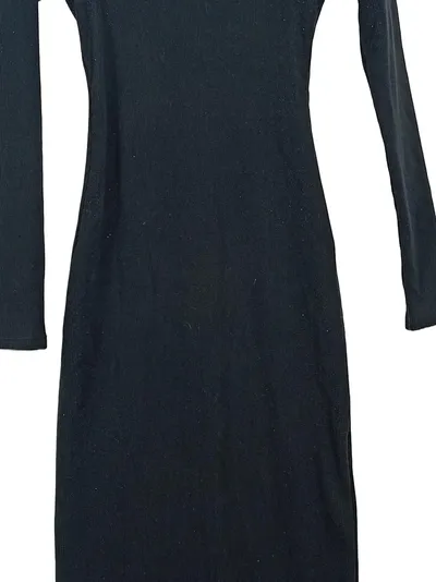 Hollister Damen Strickkleid Maxikleid Langarm Schwarz Gr. 34/XS