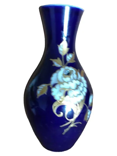 WALLENDORF 1764 Kobalt Vase Porzellan Blau Blumenmuster Klassisch 18cm