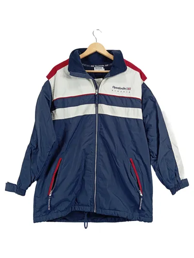 Reebok Herren Trainingsjacke Gr. 46/S Mehrfarbig Gestreift Sportlich Nylon