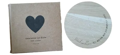 Eulenschnitt Untersetzer Eiche Holz rund Weihnachten Natur Coaster