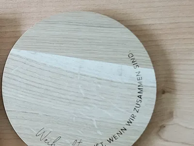 Eulenschnitt Untersetzer Eiche Holz rund Weihnachten Natur Coaster