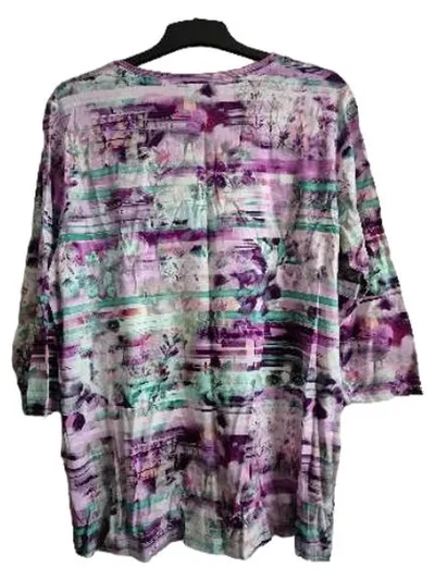 RABE Damen Langarmshirt 3/4-Arm Lila Blumenmuster Gr. 50