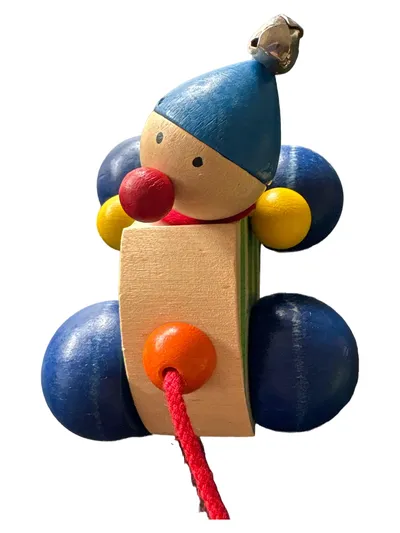 Selecta Holz Nachziehspielzeug Clown mit Schnur Mehrfarbig Made in Germany