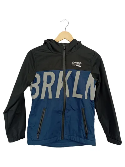 CrossWind Kinder Windjacke Kapuze Gr. 146/152 Schwarz Blau Sportlich