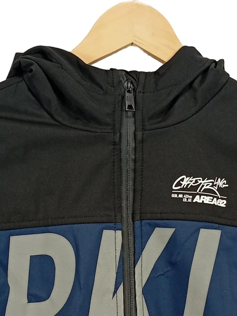 CrossWind Kinder Windjacke Kapuze Gr. 146/152 Schwarz Blau Sportlich 3