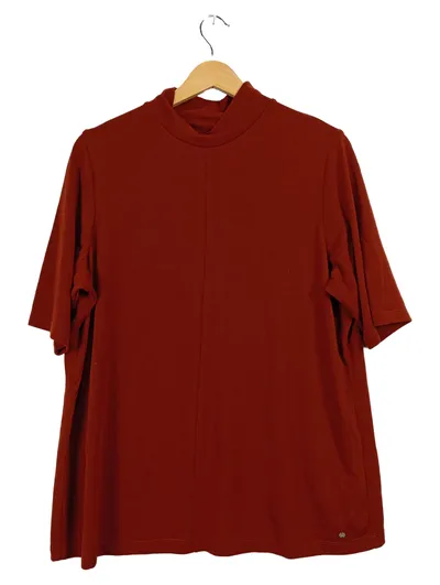 Gerry Weber Damen T-Shirt Rollkragen Gr. 46 Rot Casual Kurzarm