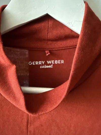 Gerry Weber Damen T-Shirt Rollkragen Gr. 46 Rot Casual Kurzarm