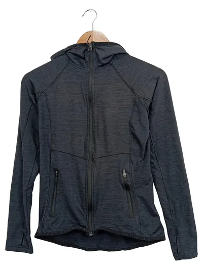 H&M Sport Damen Sweatjacke Kapuze Grau Meliert Gr. 38/M Polyester