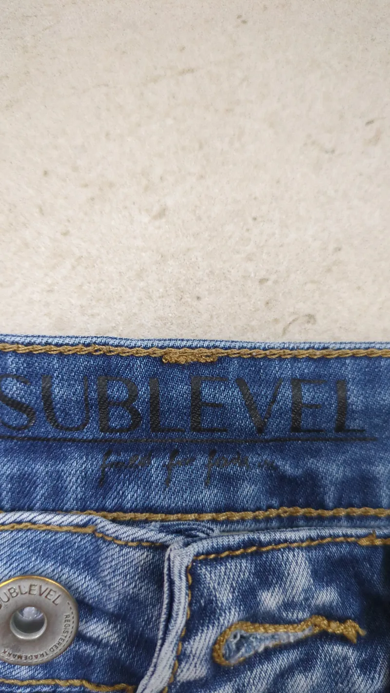 Sublevel Damen Jeans Shorts S Blau Streetwear mit Perlen 3